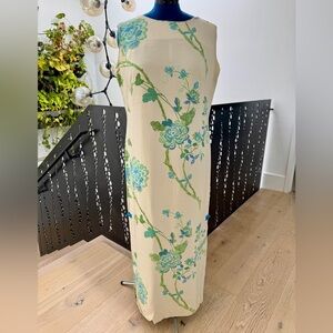 Stunning Vintage Blue and Green Floral Dress